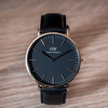 Daniel Wellington DW00100127 Classic Sheffield Men's Watch – Black Dial & Black Leather Strap