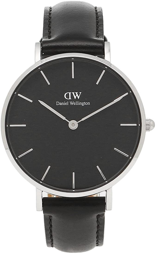 Daniel Wellington Petite Sheffield Black Dial Black Leather Strap Watch For Women - DW00100180