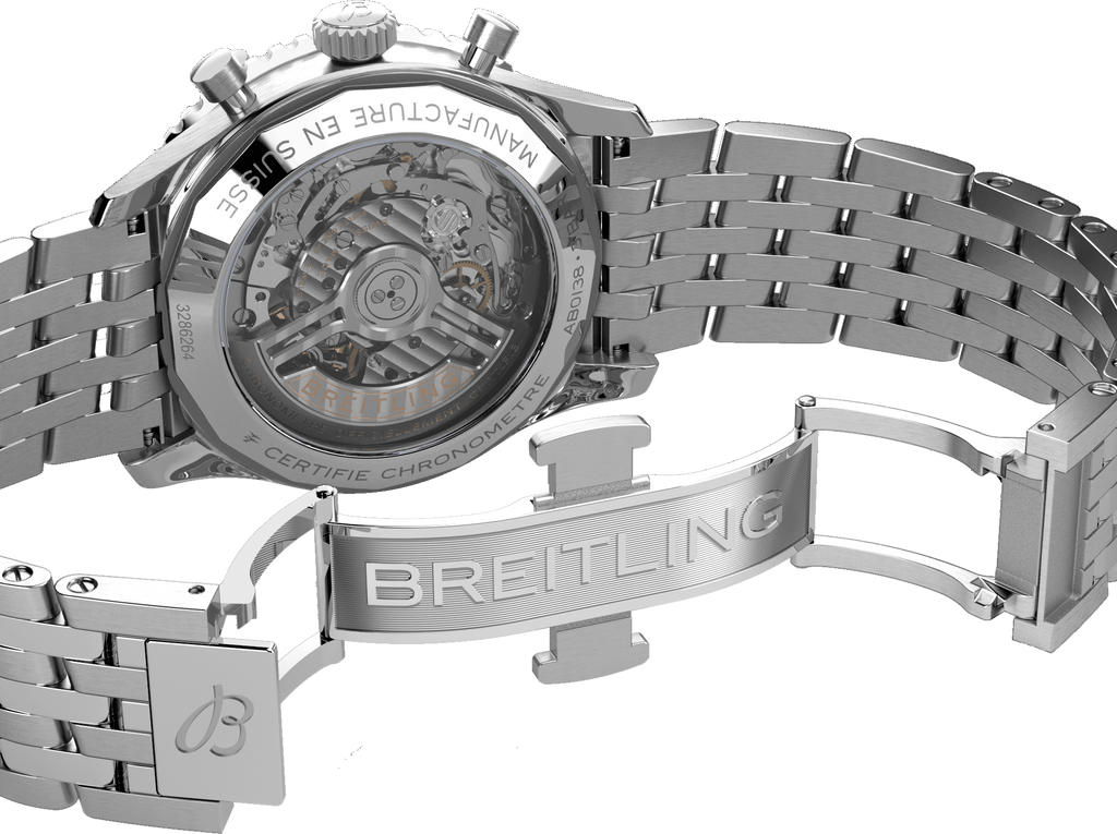 Breitling Navitimer B01 Chronograph 43 Black Dial Silver Steel Strap Watch for Men - AB0138211B1A1