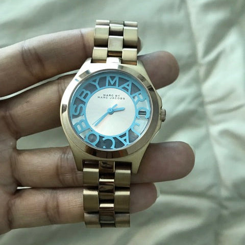 Marc Jacobs Henry Gold Dial Gold Steel Strap Watch for Women - MBM3295