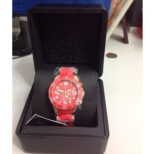 Marc Jacobs Rock Chronograph Red Dial Red Silicone Strap Watch for Women - MBM2577