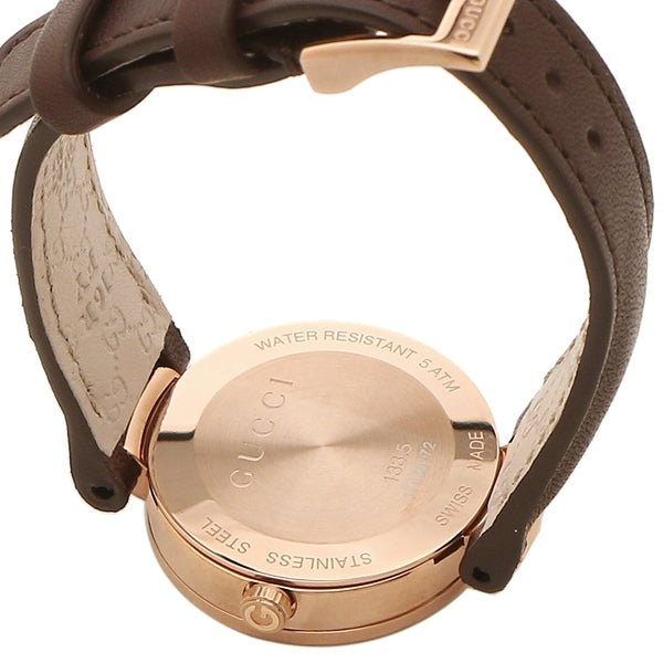 Gucci G Interlocking Mother of Pearl Dial Brown Leather Strap Watch For Women - YA133516