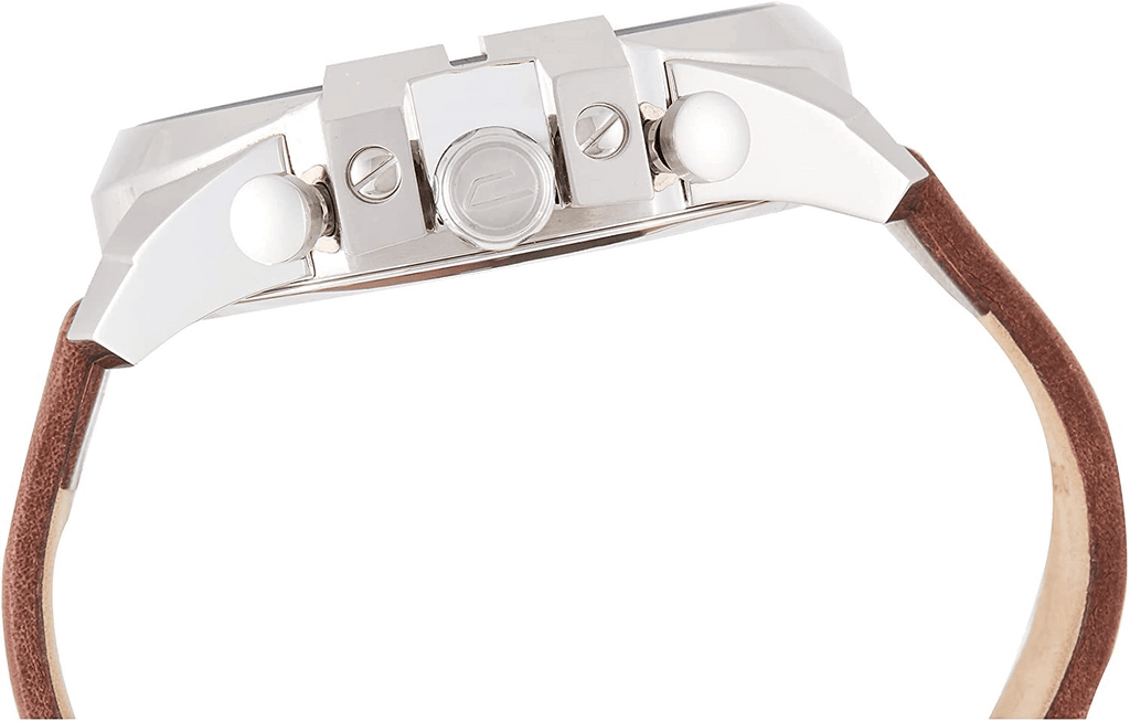 Diesel Mega Chief Chronograph Black Dial Brown Leather Strap Watch For Men - DZ4290