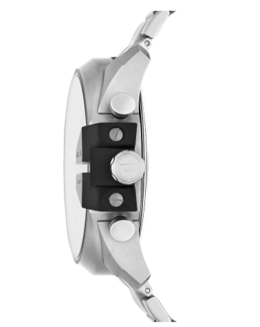 Diesel Mega Chief Chronograph Silver Dial Silver Steel Strap Watch For Men - DZ4501