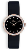 Dior CD047170A005 La D De Dior Diamonds Women's Watch – Black Dial & Black Leather Strap