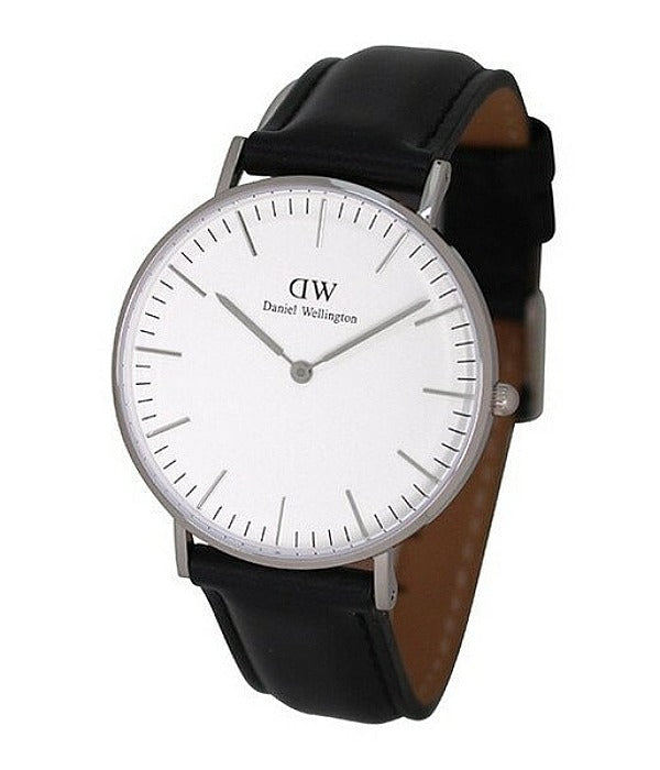 Daniel Wellington Classic Sheffield White Dial Black Leather Strap Watch For Women - DW00100053