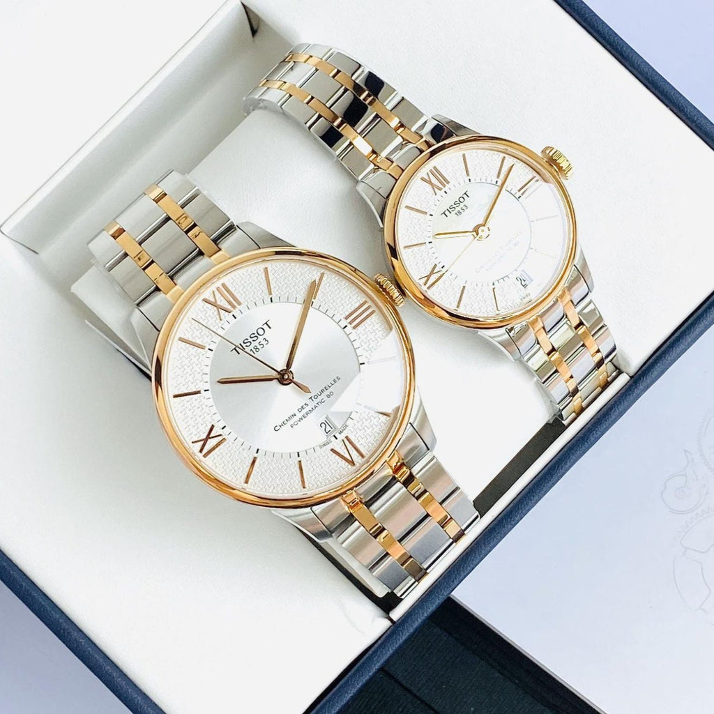 Tissot Chemin des Tourelles Powermatic 80 Helvetic Pride Silver Dial Two Tone Steel Strap Watch for Men - T099.407.22.038.01