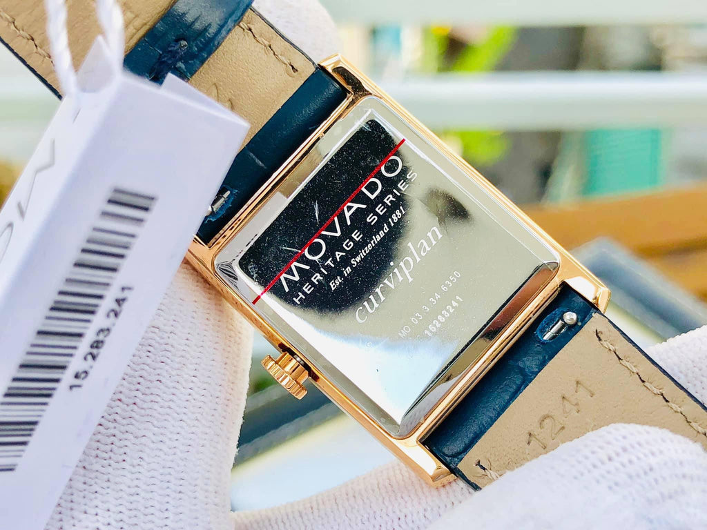 Movado Heritage Mother of Pearl White Dial Blue Leather Strap Watch For Women - 3650052