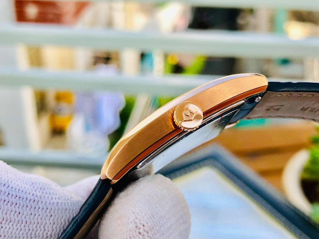 Movado Heritage Mother of Pearl White Dial Blue Leather Strap Watch For Women - 3650052