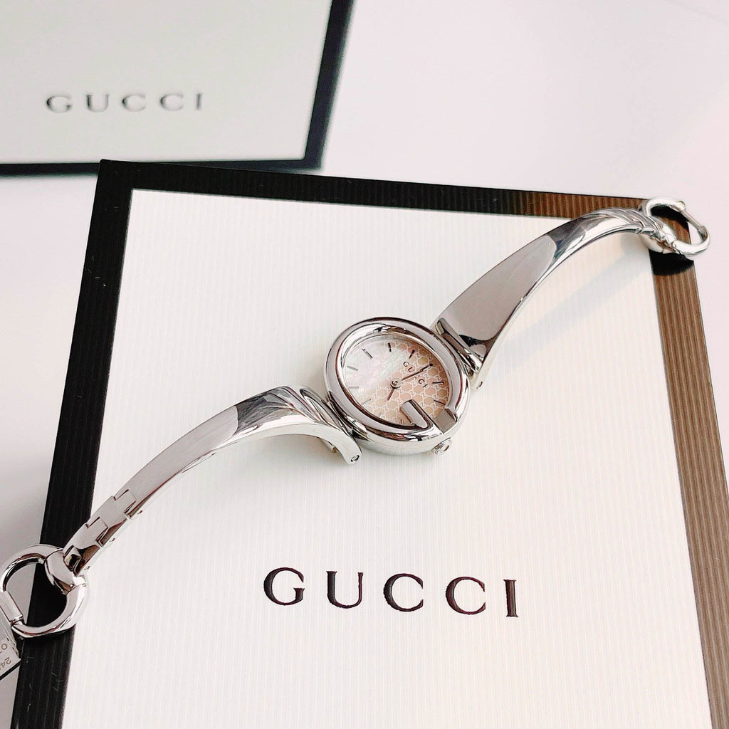 Gucci Guccissima Quartz Silver Dial Silver Steel Strap Watch For Women - YA134511