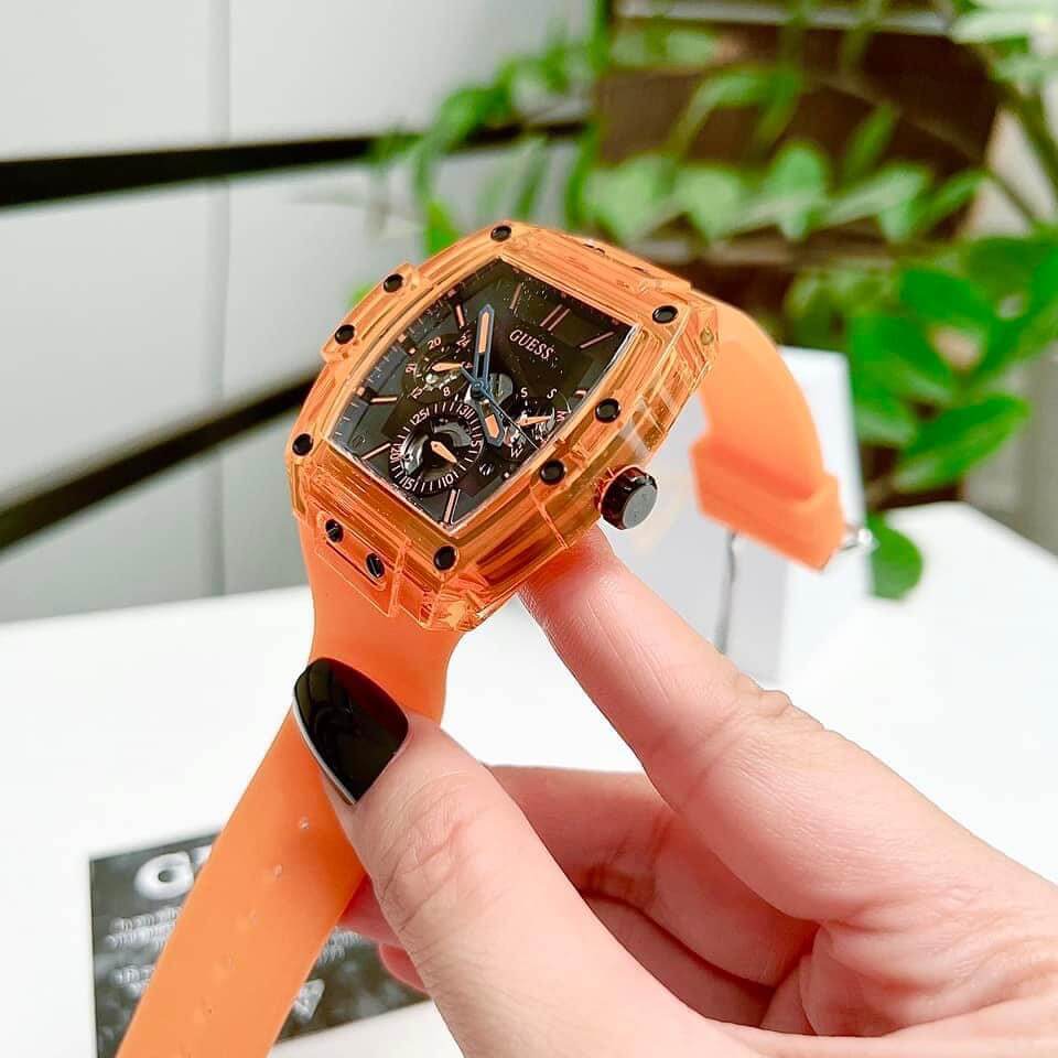 Guess GW0203G10 Phoenix Multifunction Men’s Watch – Black Dial & Orange Rubber Strap