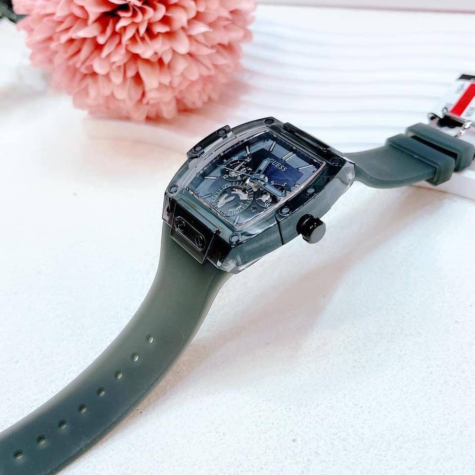 Guess Phoenix Multifunction Black Dial Grey Silicone Strap Watch For Men - GW0203G9