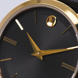 Movado Ultra Slim Black Dial Black Leather Strap Watch For Women - 0607091