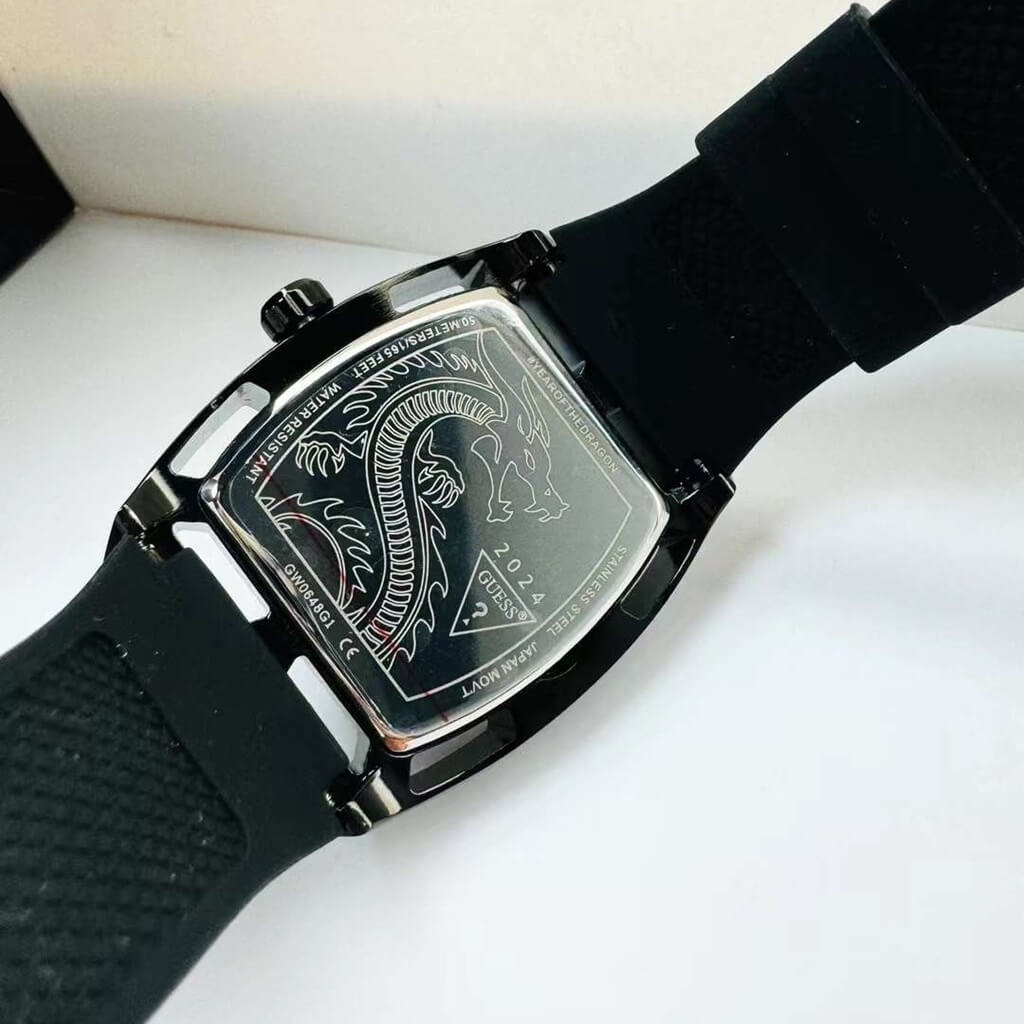 Guess GW0648G1 Legend Analog Men’s Watch – Black Dial & Black Rubber Strap