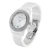 Emporio Armani Ceramica White Mother of Pearl Dial Stainless Steel Strap Watch For Women - AR1426