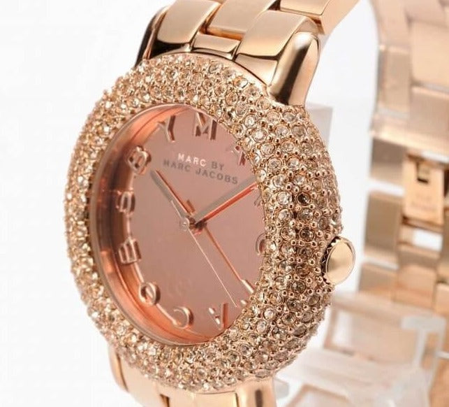Marc Jacobs Marci Crystals Rose Gold Dial Rose Gold Steel Strap Watch for Women - MBM3192