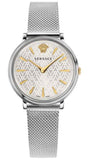 Versace VBP050017 V-Circle Quartz Women's Watch – Silver Dial & Silver Mesh Strap