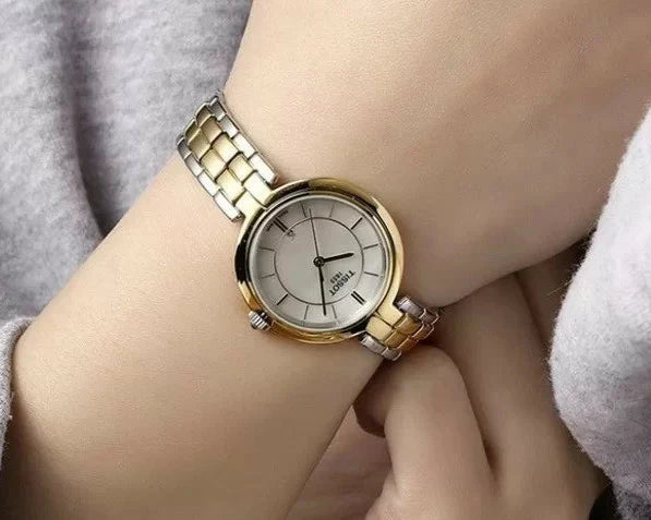 Tissot Flamingo Mother of Pearl White Dial Two Tone Steel Strap Watch For Women - T094.210.22.111.01