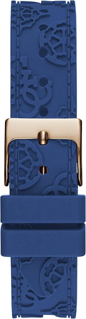 Guess Crown Jewel Diamonds White Dial Blue Rubber Strap Watch for Women - GW0411L2
