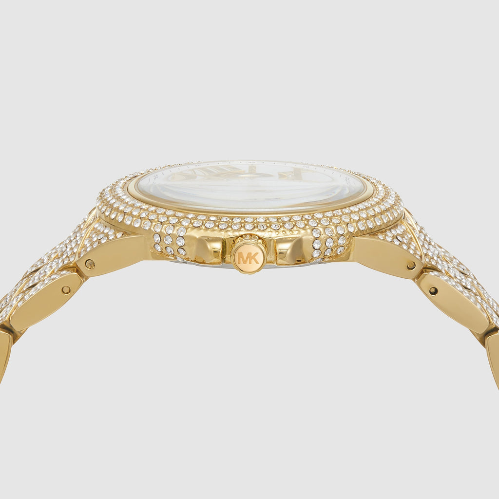 Michael Kors Camille Three-Hand Crystals White Dial Gold Steel Strap Watch for Women - MK4800