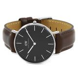 Daniel Wellington Classic Bristol Black Dial Brown Leather Strap Watch For Men - DW00100143