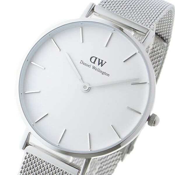 Daniel Wellington Petite Sterling White Dial Silver Mesh Bracelet Watch For Women - DW00100164