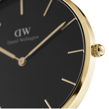 Daniel Wellington Petite Evergold Black Dial Gold Mesh Strap Watch For Women - DW00100345