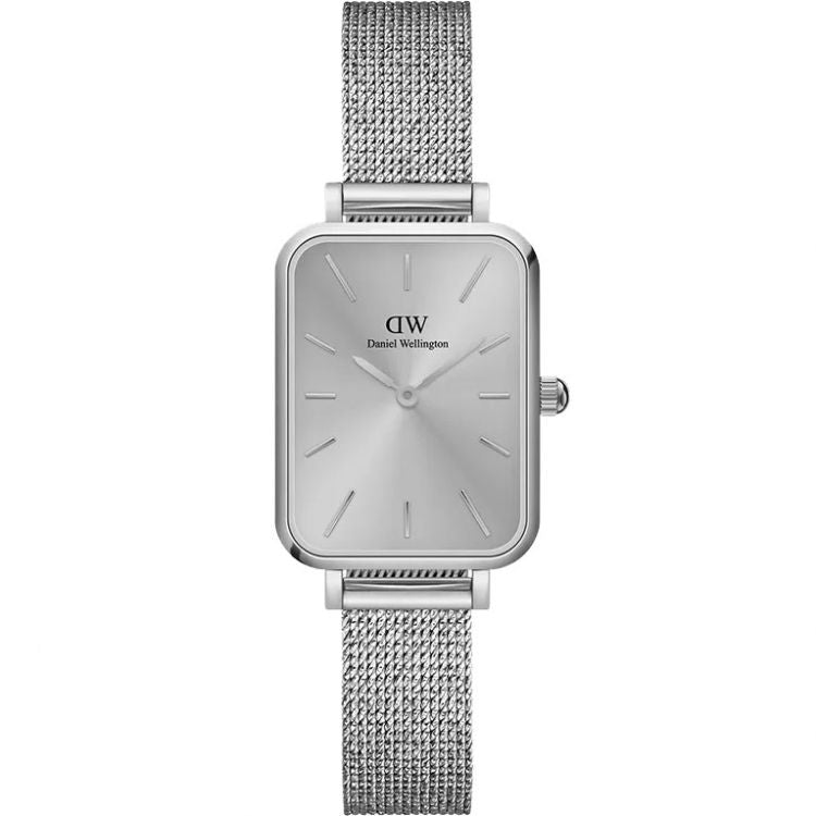Daniel Wellington Quadro Unitone Silver Dial Silver Mesh Strap Watch For Women - DW00100486