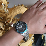 Fossil FS5827 FB-01 Chronograph Men’s Watch – Black Dial with Silver Steel Strap