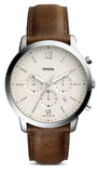 Fossil FS5380 Neutra Chronograph Men’s Watch – White Dial & Brown Leather Strap
