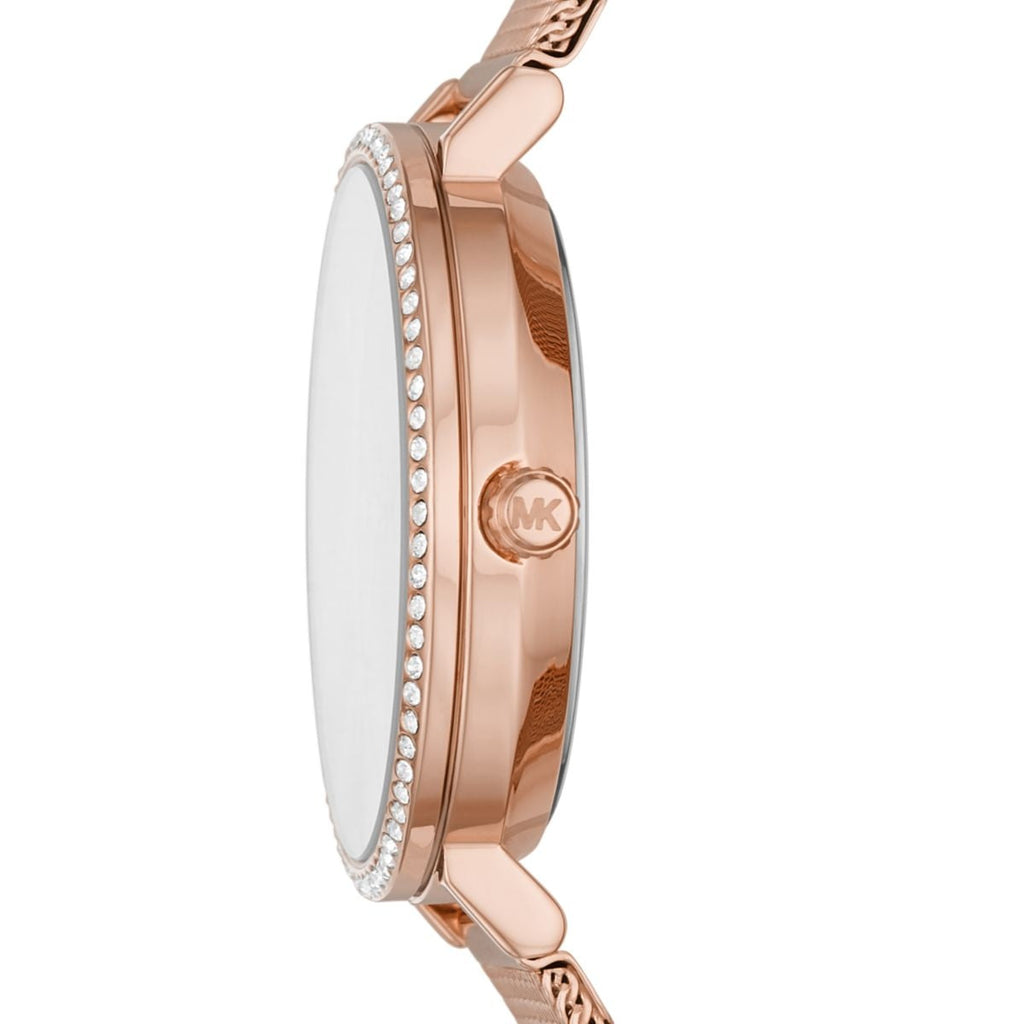 Michael Kors Mini Jayne Crystals Rose Gold Dial Rose Gold Mesh Strap Watch for Women - MK7122