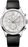 Calvin Klein K2H27120 Masculine Men's Chronograph Watch – White Dial & Black Leather Strap