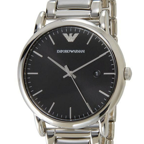 Emporio Armani Luigi Quartz Black Dial Silver Steel Strap Watch For Men - AR2499