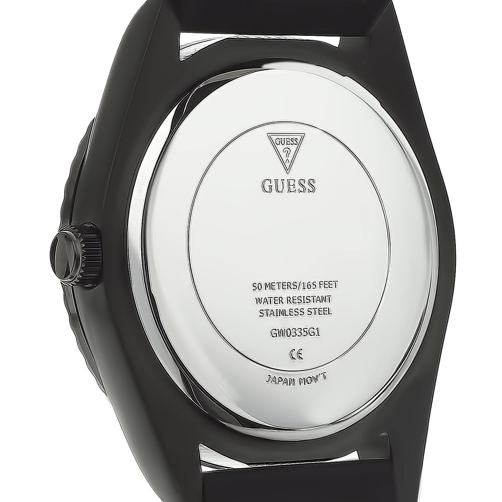 Guess Connoisseur Black Dial Black Silicone Strap Watch For Men - GW0335G1