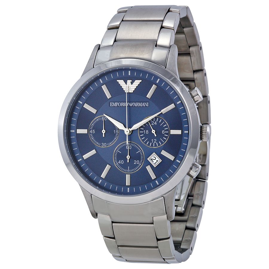 Emporio Armani Sportivo Chronograph Blue Dial Silver Steel Strap Watch For Men - AR5860