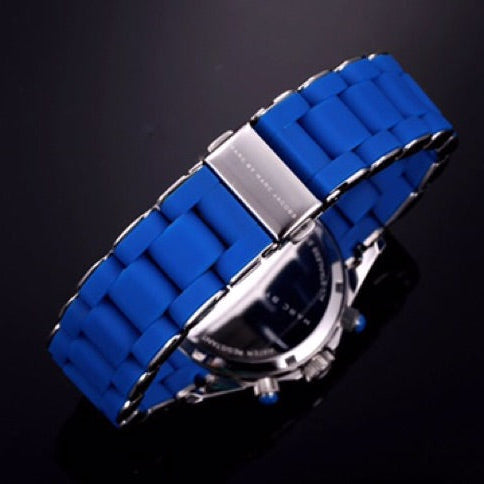 Marc Jacobs Rock Chronograph Blue Dial Blue Silicone Strap Watch for Women - MBM2548