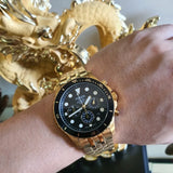 Fossil FS5836 FB-01 Chronograph Men’s Watch – Black Dial with Gold Steel Strap