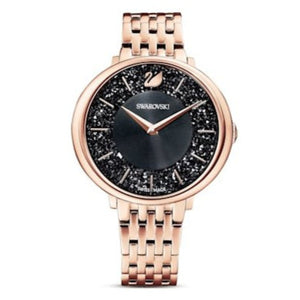 Swarovski Crystalline Chic Analog Black Dial Rose Gold Steel Strap Watch for Women - 5544587