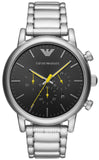 Emporio Armani AR11324 Luigi Chronograph Men's Watch – Black Dial with Silver Steel Strap