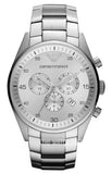 Emporio Armani AR5963 Sportivo Chronograph Men's Watch – Silver Dial & Silver Steel Bracelet