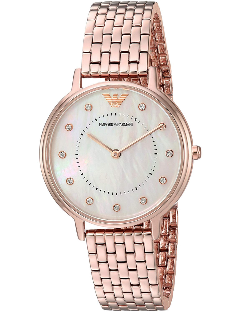 Emporio Armani Dress Quartz Rose Gold Dial Rose Gold Steel Strap Watch For Women - AR11062