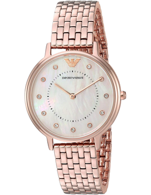Emporio Armani Dress Quartz Rose Gold Dial Rose Gold Steel Strap Watch For Women - AR11062