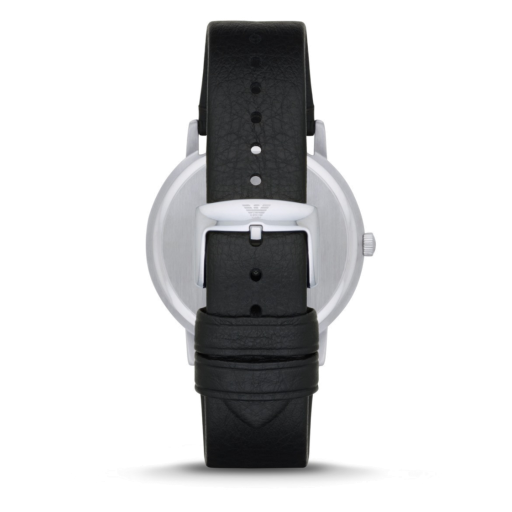 Emporio Armani Kappa Analog Quartz Black Dial Black Leather Strap Watch For Men - AR11013