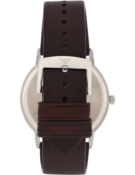 Emporio Armani Kappa Quartz Black Dial Brown Leather Strap Watch For Men - AR11153