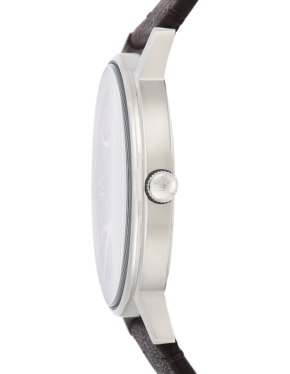 Emporio Armani Kappa Quartz Black Dial Brown Leather Strap Watch For Men - AR11153