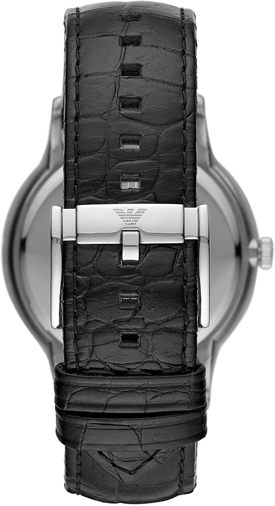 Emporio Armani Renato Analog Black Dial Black Leather Strap Watch For Men - AR11186