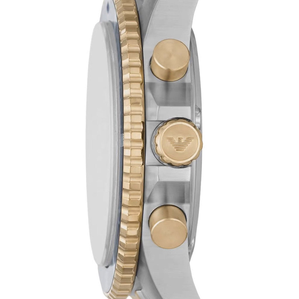 Emporio Armani Mario Chronograph Blue Dial Two Tone Steel Strap Watch For Men - AR11362