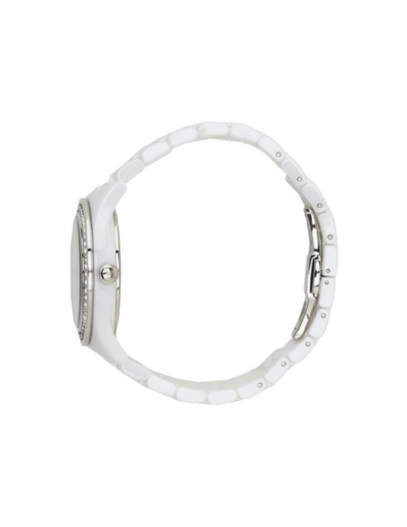 Emporio Armani Ceramica White Mother of Pearl Dial Stainless Steel Strap Watch For Women - AR1426