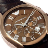 Emporio Armani Valente Classic Brown Dial Brown Leather Strap Watch For Men - AR1609