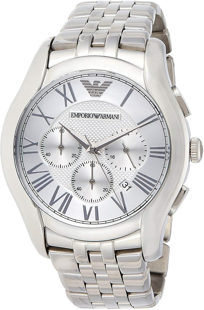Emporio Armani Velente Chronograph Quartz Silver Dial Silver Steel Strap Watch For Men - AR1702